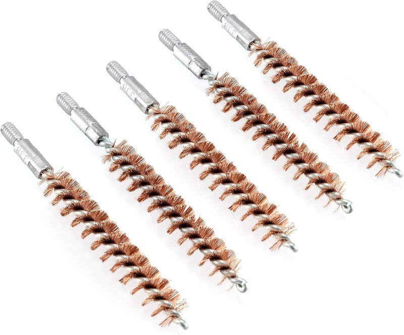 BOOSTEADY 5 Pcs Phosphor Bristle Bronze Bore Gun Cleaning Brush for Pistol Shotgun with 50 Professional Square Patches Multi-Caliber - Image 1